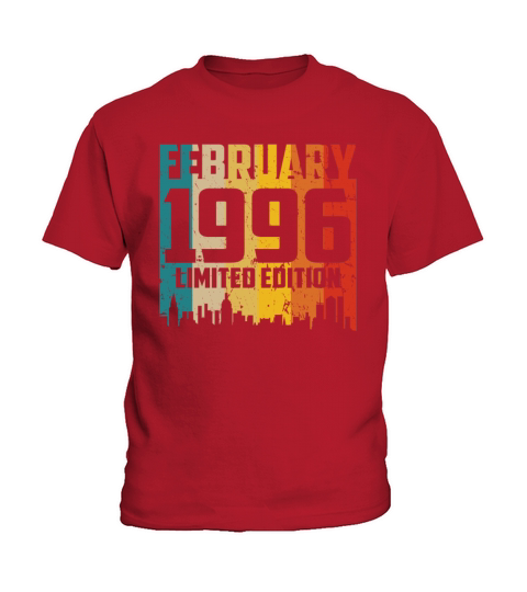 25th Birthday 25 Years Born In 1996 February Kids T-Shirt