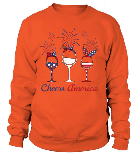 White Blue USA Drinking Wine 4th Of July Gift Idea Women's Sweatshirt