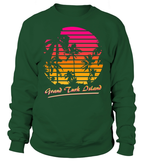 Grand Turk Island Cool 80S Palm Trees Summer Sunse Women's Sweatshirt