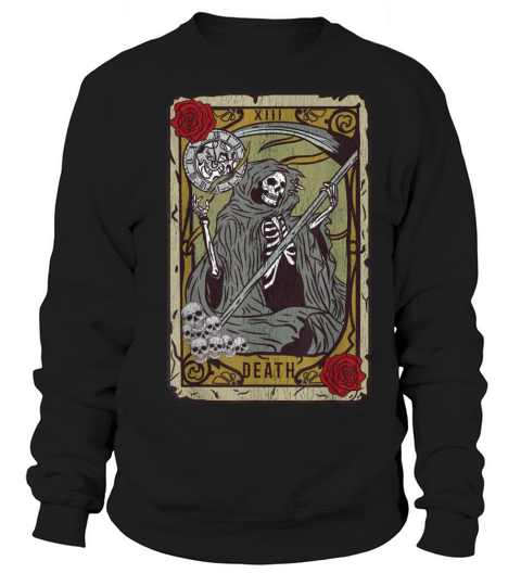 Vintage Death Tarot Card I Satanic Occult Grim Re Women's Sweatshirt
