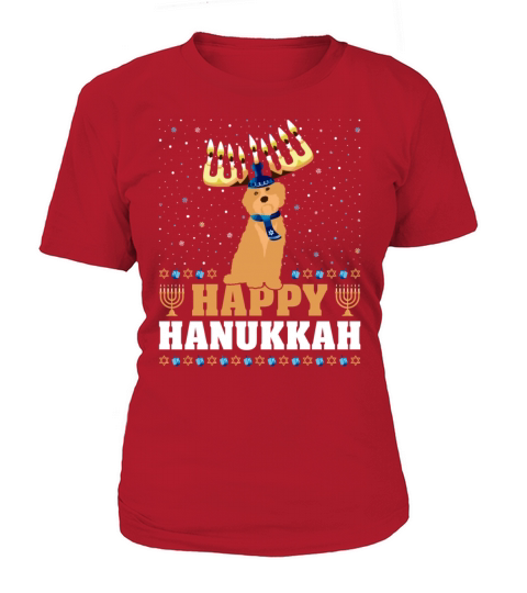 Cute Menorah Chanukah Happy Hanukkah Goldendoodle Women's T-Shirt