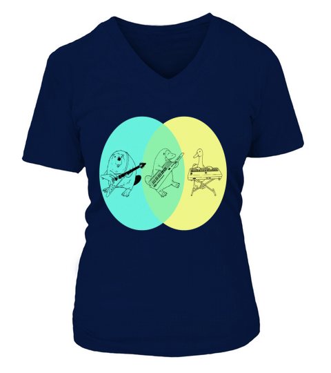 Keytar Platypus Venn Diagram - Womens Performance T-Shirt 1 V-neck T-Shirt Woman