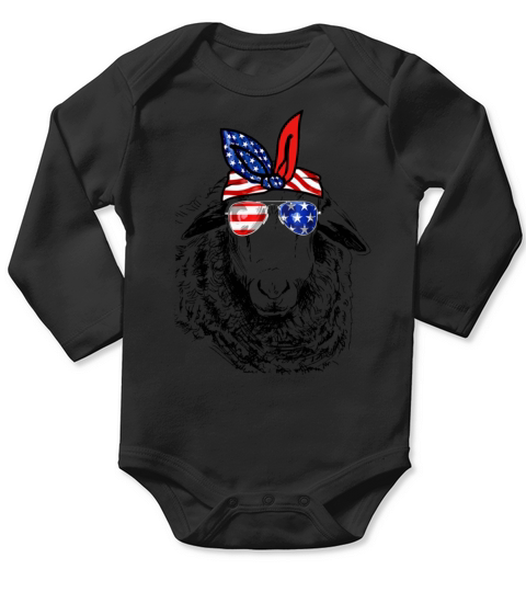 Vintage Patriot Sheep Tshirt 4th of July American Long Sleeve Baby One-Piece