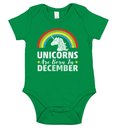 Unicorns Are Born In December Short Sleeve Baby One-Piece