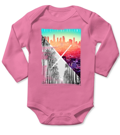 Cool Los Angeles Skyline Palm Tree Artistic Long Sleeve Baby One-Piece