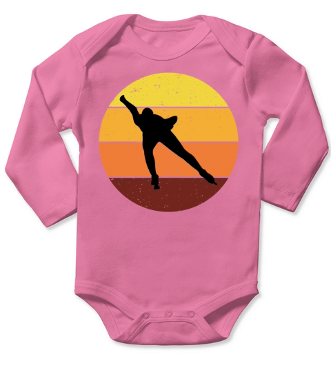 Speed Skating Ice Skater Skate Race Vintage Retro Long Sleeve Baby One-Piece