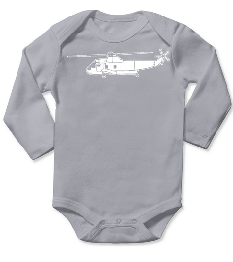 Sikorsky SH 3 Sea King Helicopter Tshirt Long Sleeve Baby One-Piece