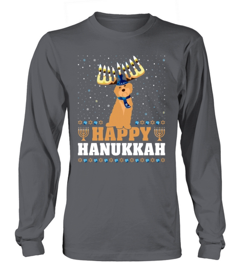 Cute Menorah Chanukah Happy Hanukkah Goldendoodle Women's Long Sleeve