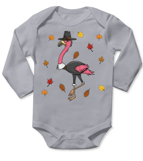 Funny Thanksgiving Pilgrim Flamingo Cute Creative Long Sleeve Baby One-Piece