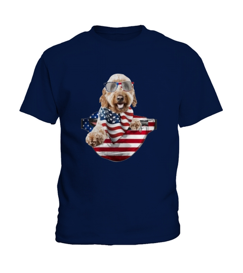 Goldendoodle Waist Pack American Flag 4th Of July Kids T-Shirt
