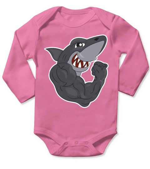 Muscel Shark Sports Gym Fitness Gift Sharks Long Sleeve Baby One-Piece