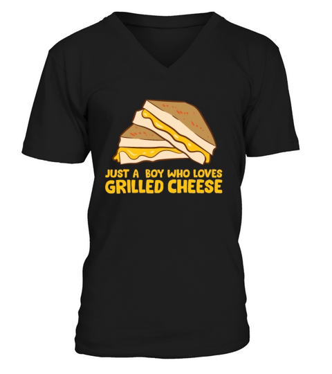 Just a Boy Who Loves Grilled Cheese Cute Grilled Men's V-Neck T-shirt