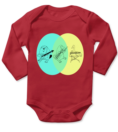 Keytar Platypus Venn Diagram - Womens Performance T-Shirt 1 Long Sleeve Baby One-Piece