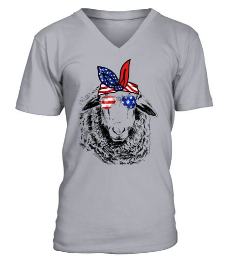 Vintage Patriot Sheep Tshirt 4th of July American Men's V-Neck T-shirt