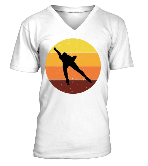 Speed Skating Ice Skater Skate Race Vintage Retro V-Neck T-shirt