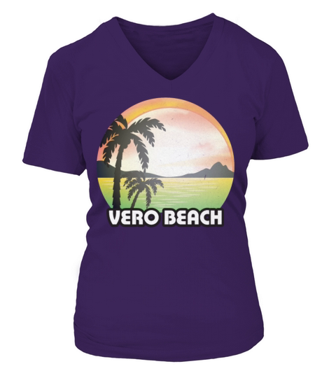 Vintage Vero Beach Florida FL Retro 70s Summer Women's V-Neck T-shirt