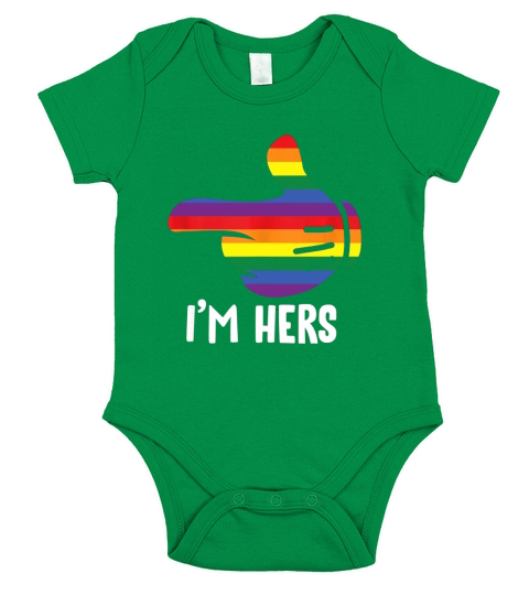 I Am Hers Rainbow Lesbian Couple Funny LGBT Pride Matching Short Sleeve Baby One-Piece
