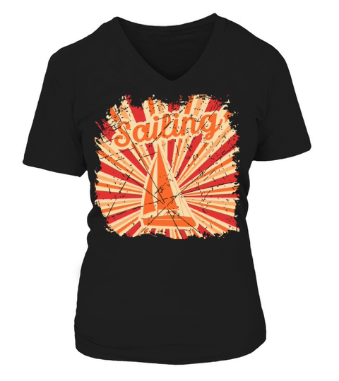 Sailing boat sailboat captain sea yacht retro sail Women's V-Neck T-shirt
