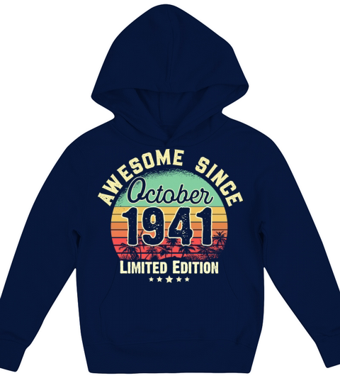 October 1941 80th Year Old Birthday Gift Retro Kids Hoodie