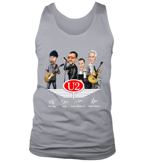 U2 signatures Larry Mullen Jr The Edge Bono Adam Clayton shirt Tank Top Unisex