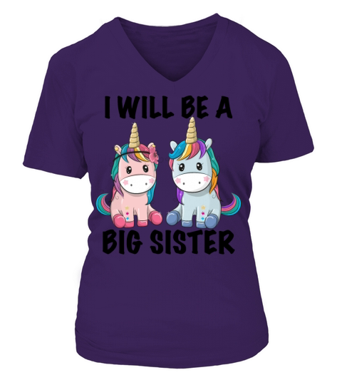 i will be a big sister unicorn Women's V-Neck T-shirt
