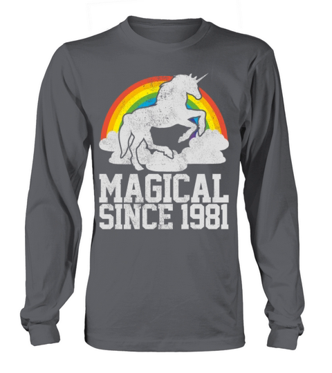 40th Birthday Vintage 1981 Unicorn Funny Gift Men's Long Sleeve