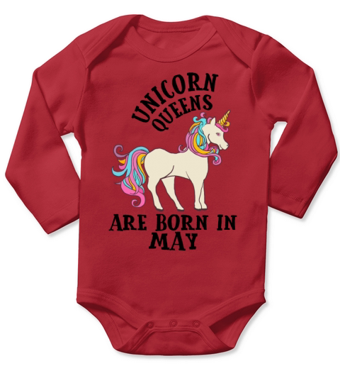 Unicorn Queens Are Born In May Birthday Gift Long Sleeve Baby One-Piece