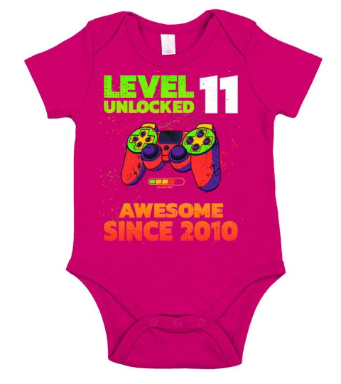 Level 11 Unlocked Awesome Since 2010 Birthday Short Sleeve Baby One-Piece