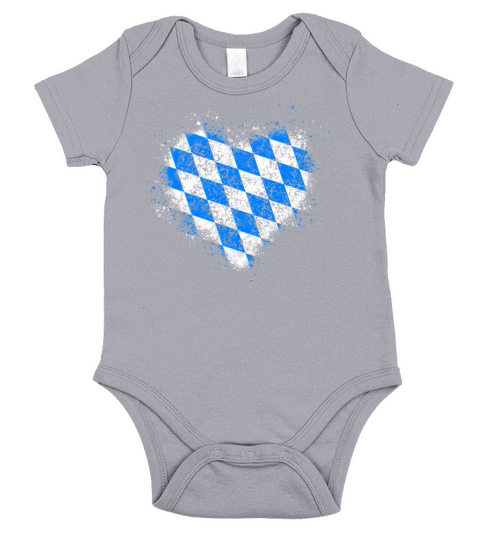 Heart Bavaria Flag Vintage Short Sleeve Baby One-Piece