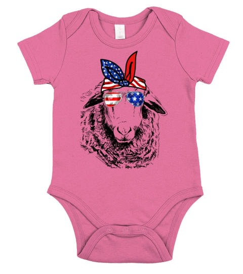 Vintage Patriot Sheep Tshirt 4th of July American Short Sleeve Baby One-Piece