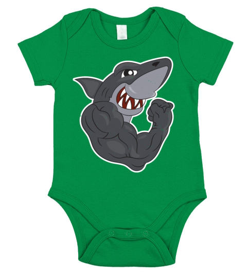 Muscel Shark Sports Gym Fitness Gift Sharks Short Sleeve Baby One-Piece