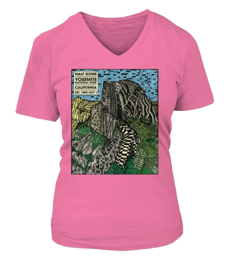 Half Dome Yosemite  Watercolor V-neck T-Shirt Woman