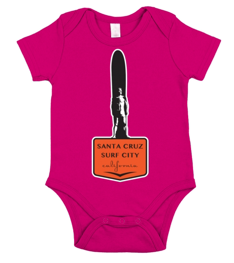 Santa Cruz California Surfer Statue on Podium Short Sleeve Baby One-Piece