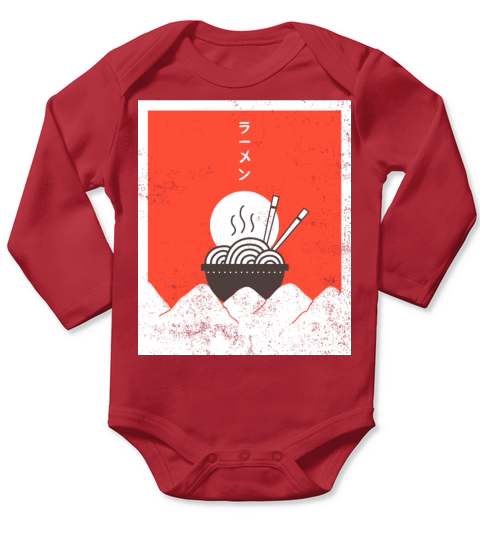 Vintage Japanese Tasty Anime Ramen Noodle Bowl Long Sleeve Baby One-Piece