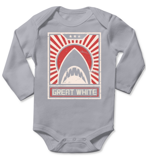 Vintage Propaganda Great White Shark Long Sleeve Baby One-Piece
