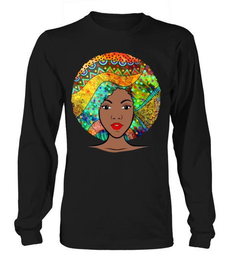 Black Beautiful Afro Girl in Traditional Art Hair Women's Long Sleeve