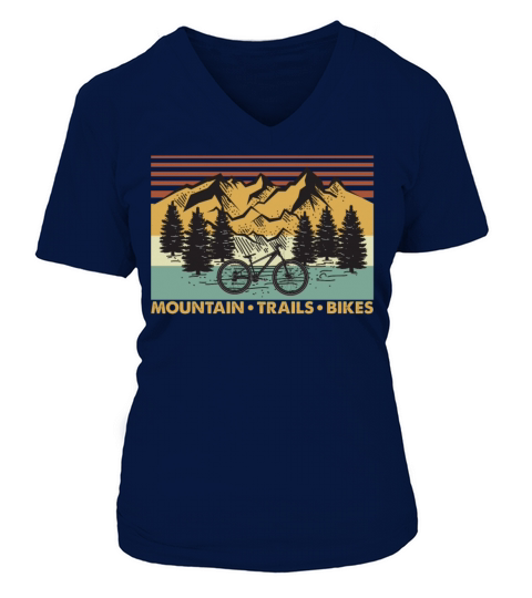 Mountain Trails Bikes Vintage V-neck T-Shirt Woman