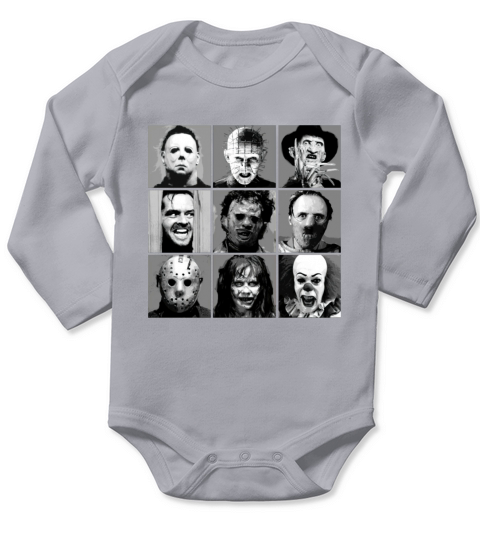 vintage style Funny Face Horror Halloween Movie Characters Version Long Sleeve Baby One-Piece