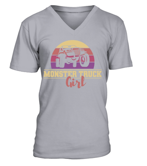 Monster Truck Girl Retro Vintage Men's V-Neck T-shirt