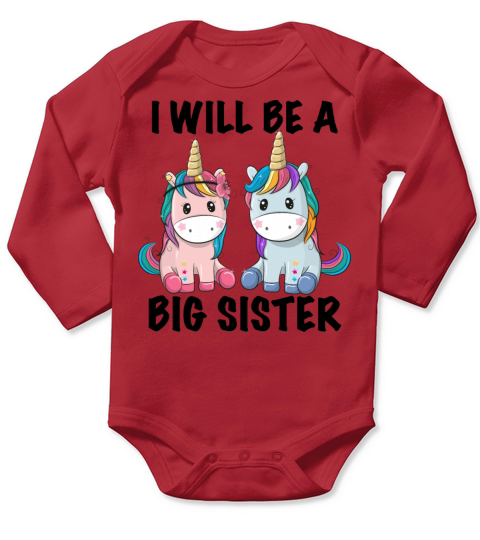 i will be a big sister unicorn Long Sleeve Baby One-Piece