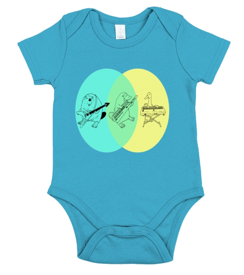 Keytar Platypus Venn Diagram - Womens Performance T-Shirt 1 Short Sleeve Baby One-Piece