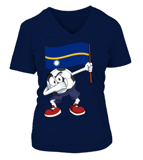 Nauru Dabbing Soccer Ball Women's V-Neck T-shirt