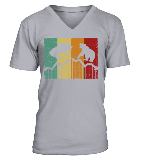 Dividend Stock Market Bull and Bear Gift Idea Men's V-Neck T-shirt