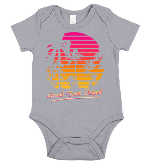 Grand Turk Island Cool 80S Palm Trees Summer Sunse Short Sleeve Baby One-Piece