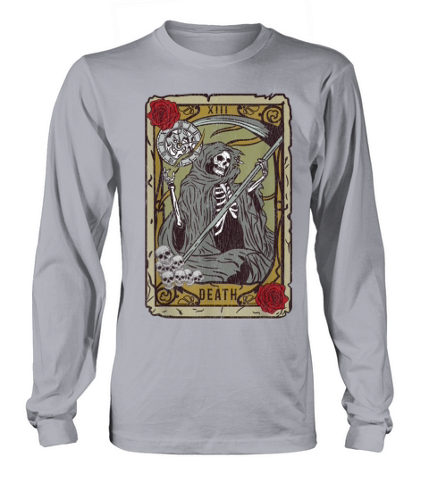 Vintage Death Tarot Card I Satanic Occult Grim Re Women's Long Sleeve