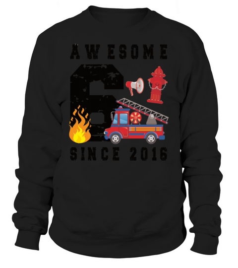 6th Birthday Gift Firefighter Boy Born in 2016 Women's Sweatshirt