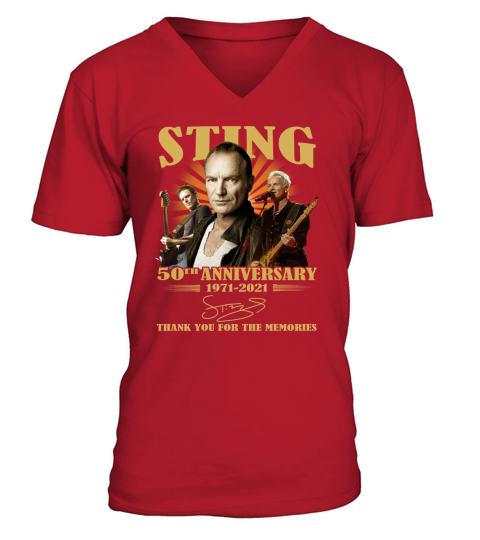 Sting 50th Anniversary 1971 2021 Signature Thank V-Neck T-shirt