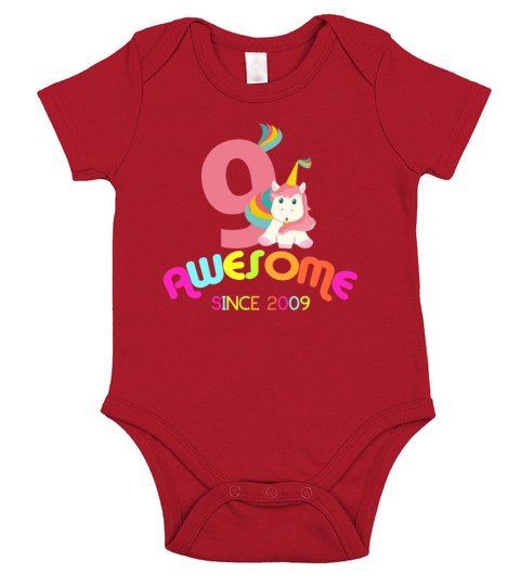 Awesome Since 2009 Unicorn Birthday Gift Short Sleeve Baby One-Piece