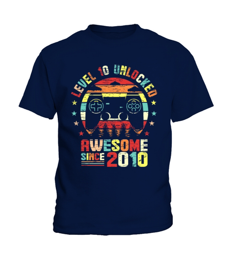 Level 10 Unlocked Awesome Since 2010 10th Bday Kids T-Shirt