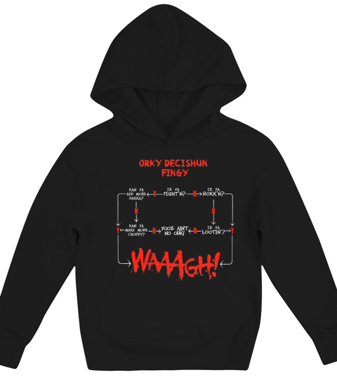 Ork Decision Chart Miniature Tabletop Wargaming Meme Kids Hoodie